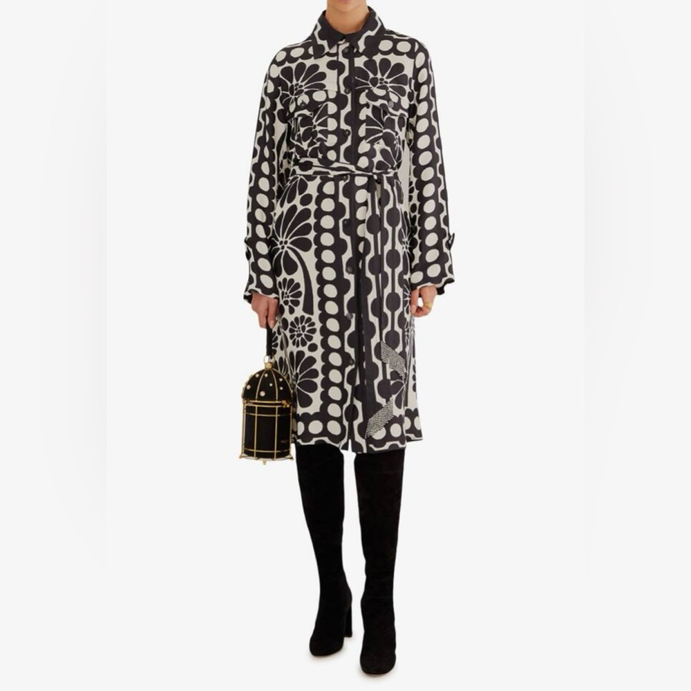 Farm Rio Palermo Long-Sleeve Belted Midi Dress